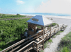 Oceanfront Beach bar with with view of the Atlantic Ocean at Hilton Cocoa Beach Oceanfront, Florida.