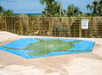 Outdoor splash pad with a painting of a turtle at Hilton Cocoa Beach Oceanfront, Florida.
