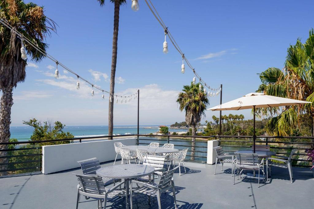 Enjoy the ocean view at the cozy outdoor patio.