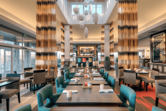 Exquisite and spacious on-site restaurant.