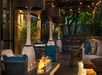 Terrace/ Patio with fire pit and seating area.