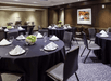Banquet dining set up for an event.