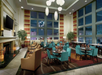 Hotel lobby with ample seating.