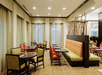 On-site restaurant with different seating style options.