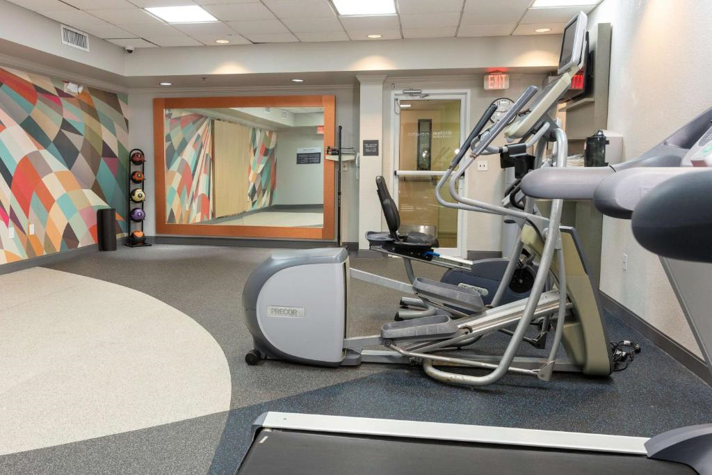 Work out at your own pace in the 24-hour fitness center.