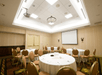 Banquet hall set up for an event.