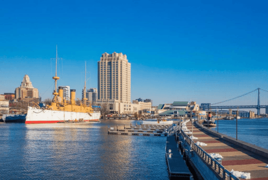 Water view at Hilton Philadelphia at Penn's Landing, Philadelphia, PA.