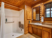 The roll-in shower offers easy access and comfort, designed for a seamless experience.