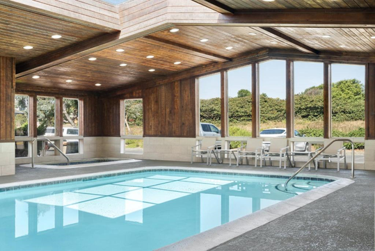 Refreshing indoor pool and hot tub.