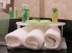 Fresh towels and complimentary toiletries inside a private bathroom at Holiday Inn Express Hotel & Suites Kodak East-Sevierville, an IHG Hotel, TN. 