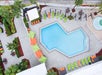 Aerial view of the pool area.