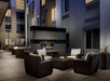 Outdoor seating area with firepit.