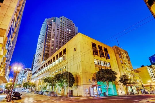 Hotel exterior at dusk - Hotel Nikko San Francisco.