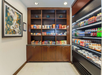 Mini-grocery with snacks and beverages.