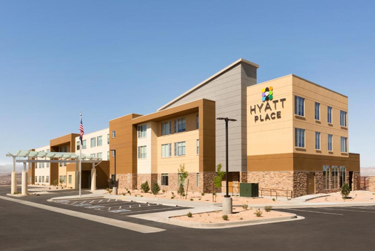Exterior view of the hotel.