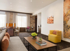 Hotel lobby with ample seating.