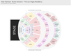 Seating chart for Kelly Clarkson's Las Vegas residency at the Colosseum, Caesars Palace, showing stage location and various seat sections numbered and color-coded.