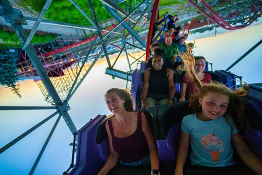 Storm Chaser - One hundred feet tall at its highest point, Storm Chaser is the first coaster in America to feature a barrel roll drop from a 10-story lift hill – and don’t get us started on the 78-degree angle of that drop… that’s nearly perpendicular! 