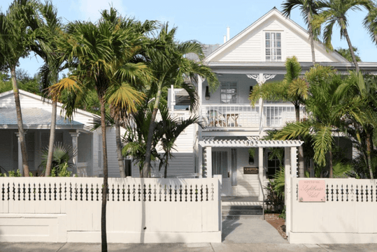 Hotel entrance at Lighthouse Hotel, Key West FL.