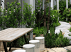 Outdoor table and chairs at Lighthouse Hotel, Key West FL.