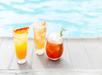 Cocktail drinks beside the pool at Lighthouse Hotel, Key West FL.