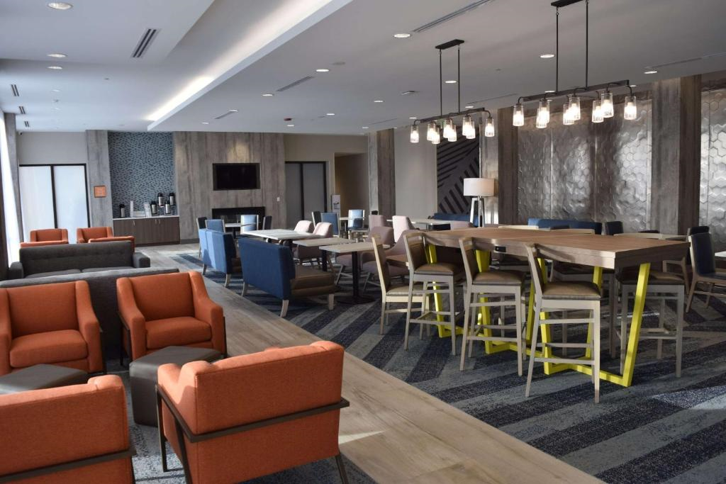 Make yourself at home in the cozy lobby lounge!