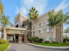 Beautiful landscaped hotel exterior.