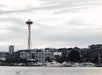 View of the Space Needle from Lake Union on the Locks Cruise Seattle Washington.