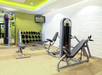 Exercise equipment at the onsite fitness center.