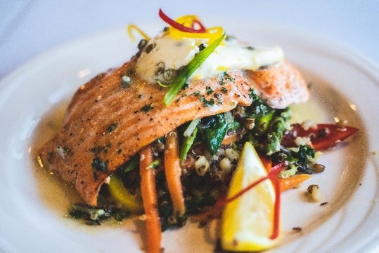 Salmon entree on the Lunch Cruise Through Downtown Portland.