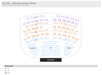 Seating chart for MJ Live at Harrah's Las Vegas, showing three price levels (P1, P2, P3) in different colors, with sections labeled accordingly. The stage is at the front.