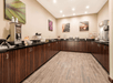 Breakfast area with multiple food selections.