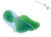 Map highlighting Maui in green with a focus on Kahului. The island is shown within the context of the Hawaiian archipelago.