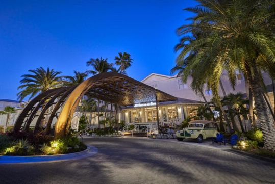 Beautifully landscaped exterior of the Margaritaville Beach House Key West, FL.