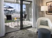 Guest room with a view of the marina.