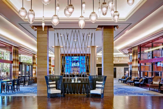 A welcoming space to relax and unwind in the lobby common area.