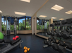 Fitness room with free weights.