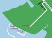 Simple map showing parking, boat loading area, and boat slip S-1 near two gates (Gate 1 and Gate 13) off Akoni Pule Hwy 270.