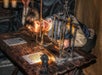 A person with their head bolted to a table screaming on display at the Medieval Torture Museum in St. Augustine, Florida.