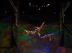 Actors in flying trapeze at Mystère Cirque Du Soleil show in Las Vegas, Nevada.
