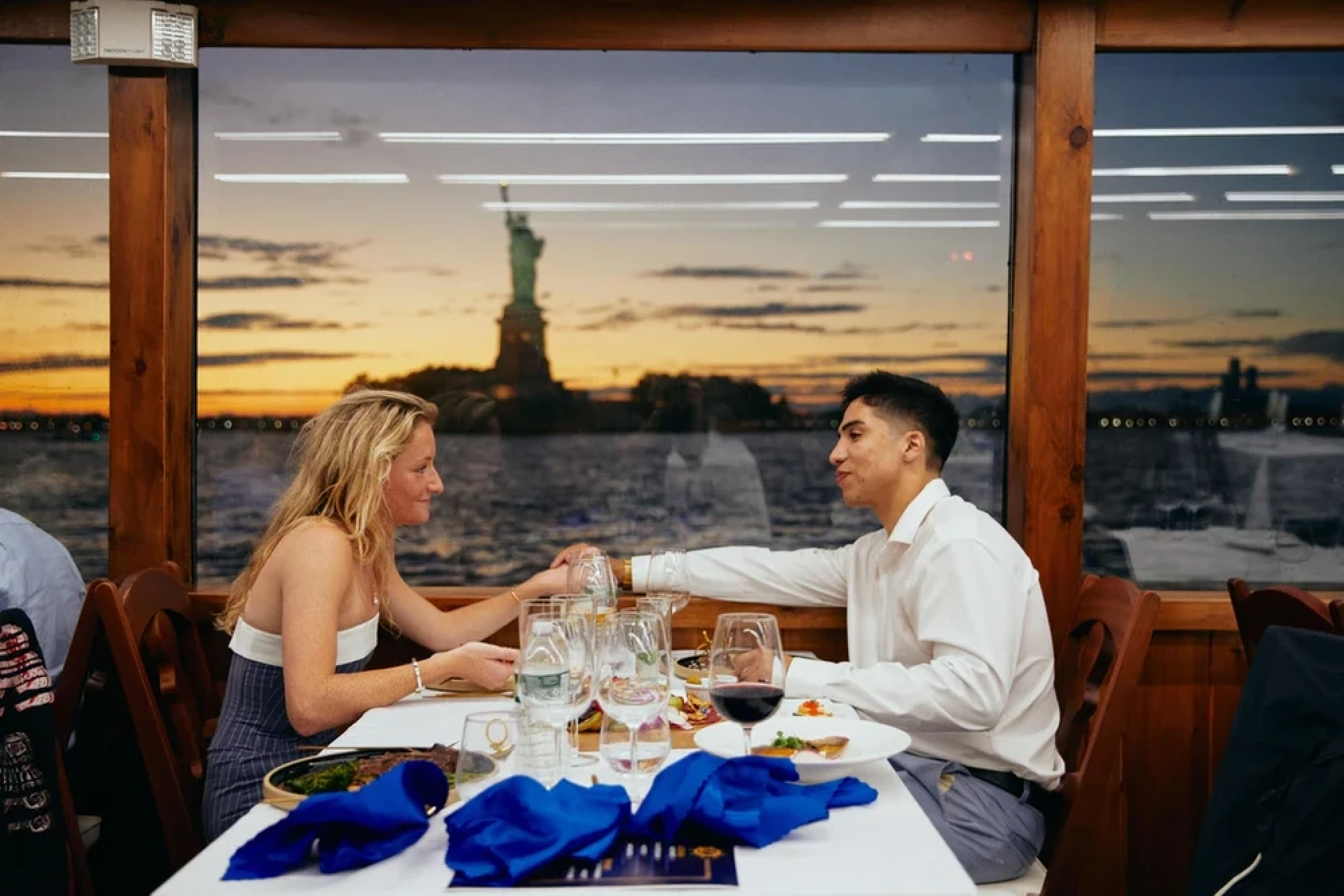5-course plated dinner with a window-side table view