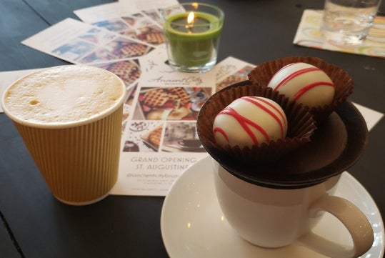 Cake bombs and coffee at Ancient City Brunch Bar in St. Augustine, FL.