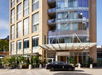 Beautiful landscaped hotel exterior.