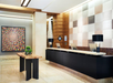 Well-lit front desk.