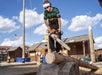 A man with a chainsaw during one of the competitions at Paula Deen's Lumberjack Feud Show.