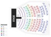 Seating chart for an event venue featuring different price levels. Sections are color-coded from P1 to P6, with a stage indicated at one end and a mix area in the center.