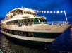 The Portland Spirit cruise ship at night with all of the lights lit up on the Dinner Cruise on Portland Spirit, Portland, Oregon.
