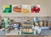 Assorted breads, cereals and pastries.