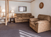 Living area with a comfortable sofa.