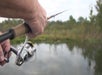 A fishing pole used during Trophy Bass Fishing